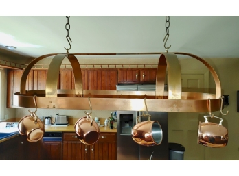 Oval Copper Hanging Pot Rack