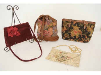 Four Tapestry  Handbags And Clutch - One By Talbots