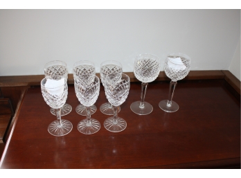 Waterford Crystal - Six Comeragh And Two Alana Pattern Stem Glasses