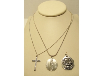 Sterling Silver Religious Medallion Jewelry Lot