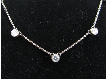 Sterling Silver CZ Diamonds By The Yard Style Necklace