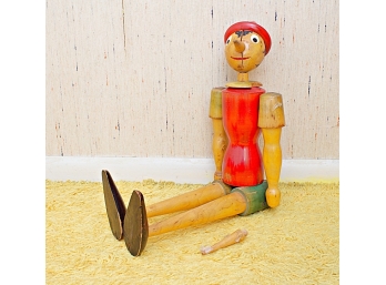Amazing Vintage Wood Painted Pinocchio Figure