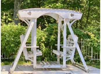 White Painted Wooden Outdoor Double Bench Swing