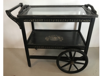 Vintage Tea Cart With Removable Glass Tray