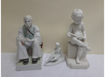 Three Porcelain Figures --ZSOLNAY --Made In Hungry (See Description)