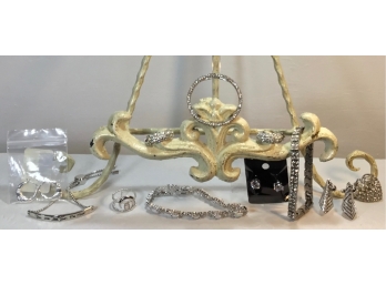 Silver, Rhinestone & Opal Costume Jewelry