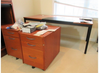 Office Table With Two Small File Cabinets