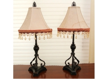 Pair Wrought Iron Table Lamps