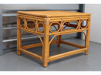 Faux Bamboo And Woven Wicker Top Table