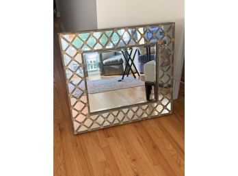 Uttermost Beveled Edge Mirror With Lattice Frame