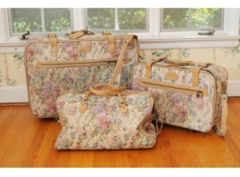 Three Piece Tapestry And Leather Luggage Set By Protocol