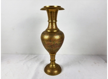 Etched Brass Vase - Made In India