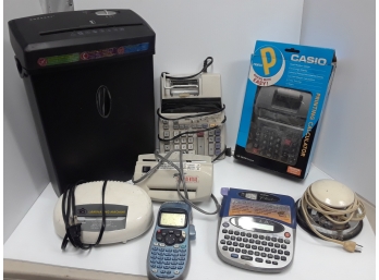 Lot Of Office Supplies - Paper Shredder, Calculators, Laminate Machine & More