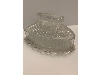 Cut Glass Container - Iron Shaped