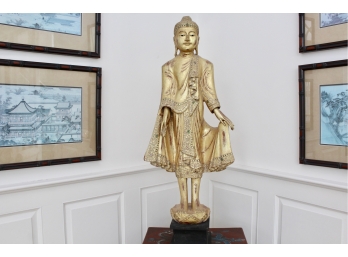 Carved Wood Thai Temple Angel Statue