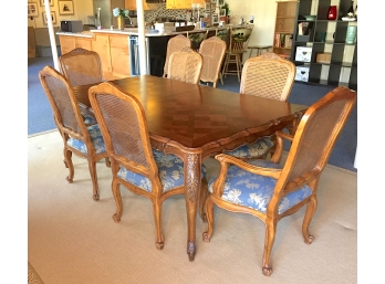 Century Furniture 'Costillane' Hardwood Dining Table And Eight Cane Back Chairs