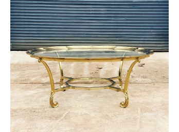 Vintage Hollywood Regency La Barge Brass And Glass Coffee Table