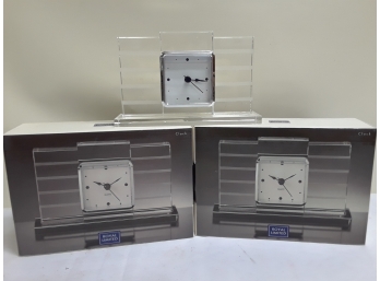 Two Mid Century Modern Style Royal Limited Crystal Clocks - All New