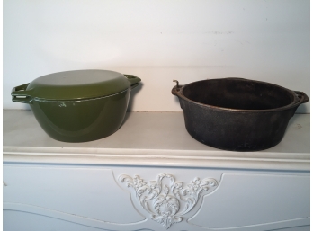 Wagner Cast Iron Five Quart Camp Dutch Oven And Copco Covered Roaster Pan