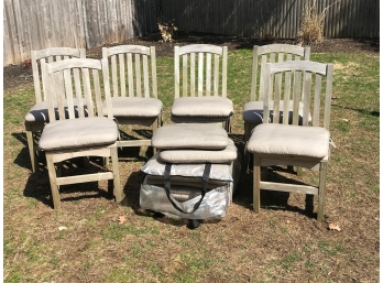 Six Teak Chairs And Cushions