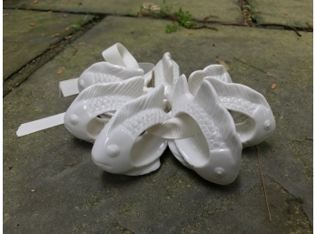 Porcelain Fish Form Napkin Rings By Shefford