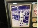 Mickey Mantle Game Used Piece Of 1961 Bat, 25Kt Gold Clad Mantle Medallion, NY Yankee Patch And Photo With COA
