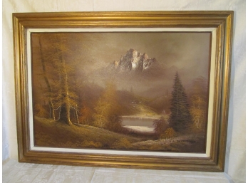 Vintage Oil On Canvas Landscape Painting