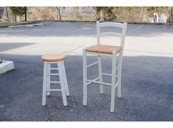 White Painted Bar Chair And Stool