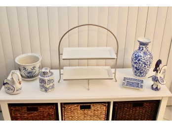 Blue And White Chinese Vase, Planter, Ginger Jar And More