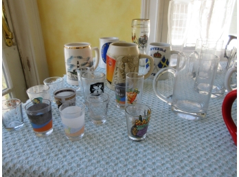 Large Grouping Beer Steins, Mugs, Shot Glasses