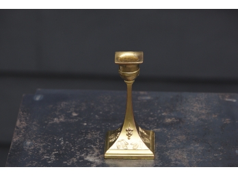 Art Nouveau Style Square Gilt Metal Candleholder