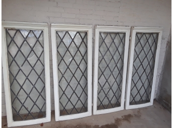 Four Curved Leaded Glass Bay Window Panes 57' X 23'