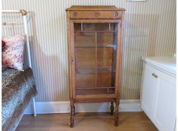 Antique 19th Century Oak And Glass Vitrine Cabinet