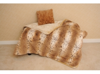 Rodeo Home Faux Fur Throw Blanket With Two Ranch Mink Accent Pillows