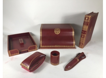 Pasque Red Tooled Leather Writing Set