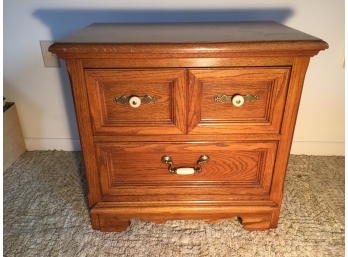 Two Drawer Oak End Table