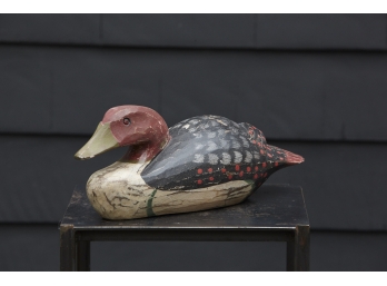 Large Vintage Hand Carved And Painted Wooden Decoy Duck