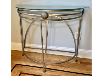 Modern Aluminum And Glass Demi Lune Table