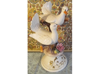 Large Capodimonte Porcelain Doves Figurine