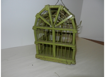 Vintage Decorative Wood & Wire Small Dome Shape Birdcage