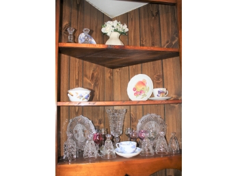 Contents Of Corner Shelves - Waterford Crystal And Porcelain