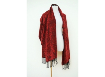 Red Chenille Shawl Made In Italy