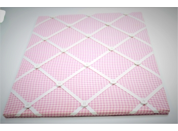 Pink Check And White Button Photo Board