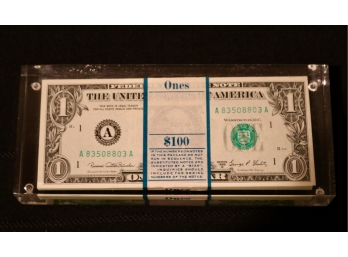 1969 $100. American Money Notes Paperweight NEWLY ADDED