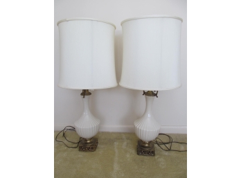 Vintage Pair Of Large Ceramic Lamps