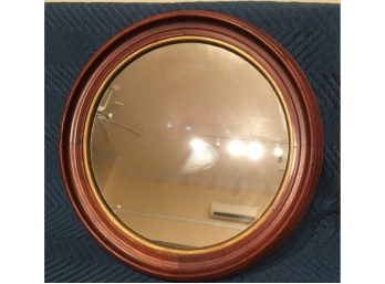 Round Mahogany Ogee Style Mirror With Gilt Trim