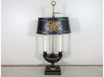 Antique French Empire Style Painted Tole Table Lamp