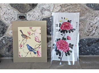 Floral Oriental Print Along With A Bird Print