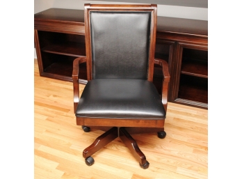 Bassett Leather And Wood Executive Desk Chair