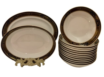 Noritake Legacy: Oval Server, Serving Platter, And Twelve Soup Bowls (VALUED $215.00)